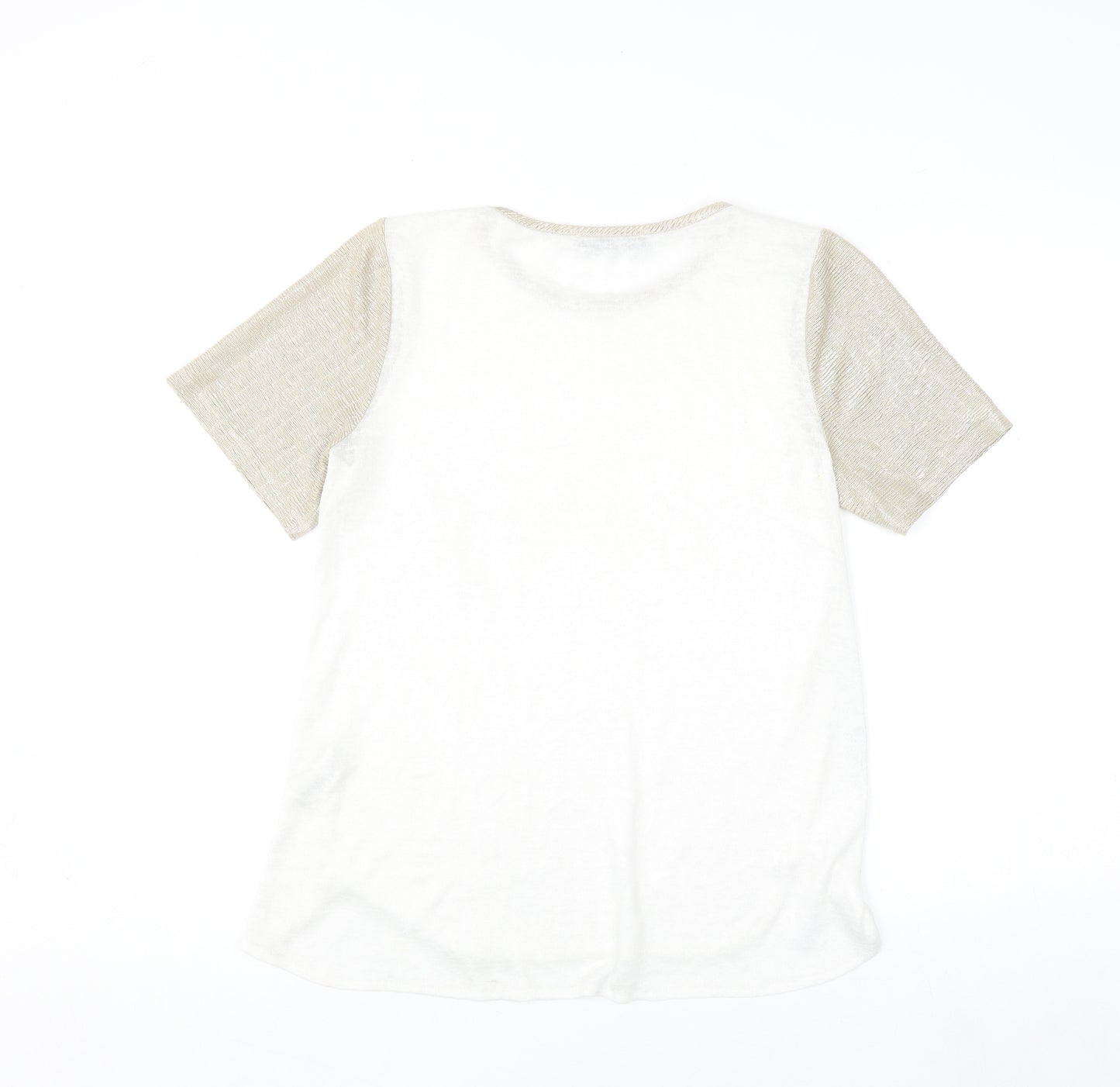 Dunnes Women's Beige Short Sleeve Basic Crew Neck T-Shirt Size 10