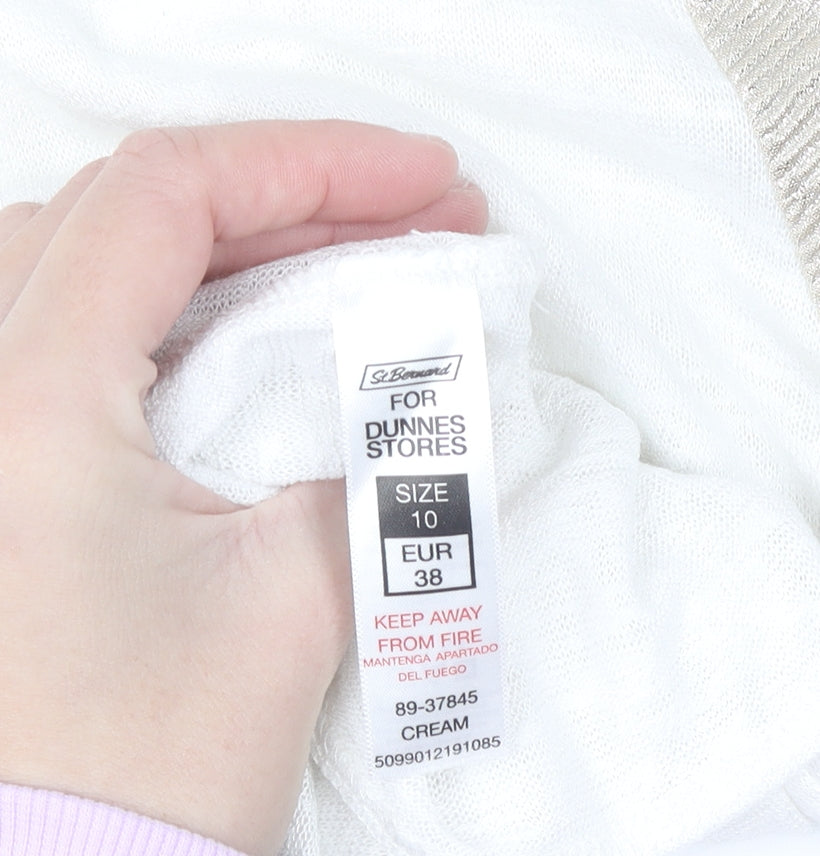 Dunnes Women's Beige Short Sleeve Basic Crew Neck T-Shirt Size 10