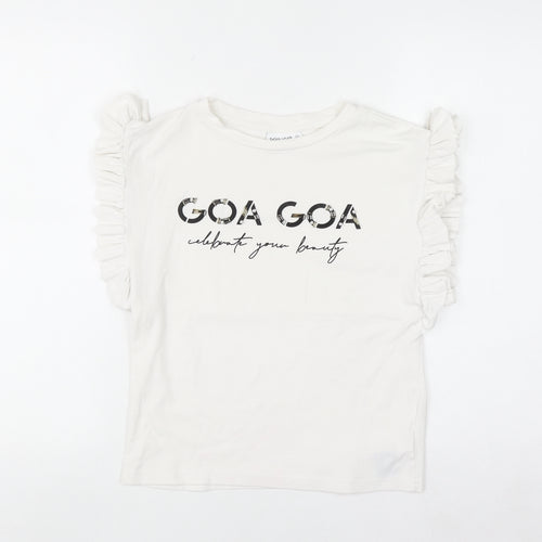 GOA GOA Women's White Ruffle Sleeve Cotton T-Shirt Size L