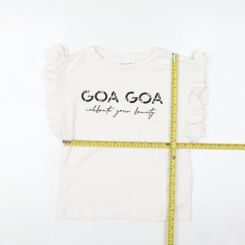 GOA GOA Women's White Ruffle Sleeve Cotton T-Shirt Size L