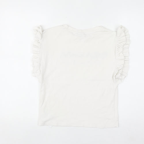 GOA GOA Women's White Ruffle Sleeve Cotton T-Shirt Size L