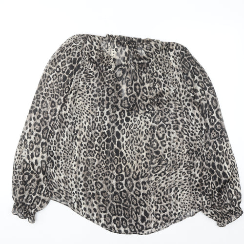 Dunnes Women’s Grey Animal Print Ruffle Tunic Blouse Size 12
