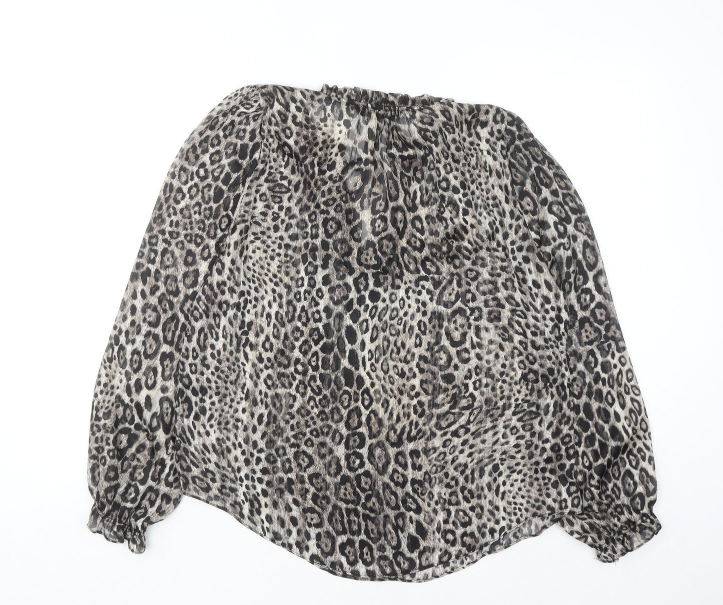 Dunnes Women’s Grey Animal Print Ruffle Tunic Blouse Size 12