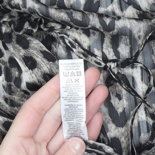 Dunnes Women’s Grey Animal Print Ruffle Tunic Blouse Size 12