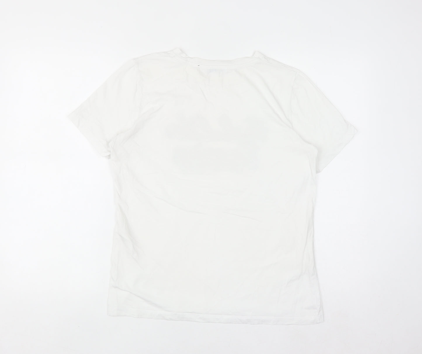 Pieces Women's White Sequin Slogan Cotton T-Shirt Size M