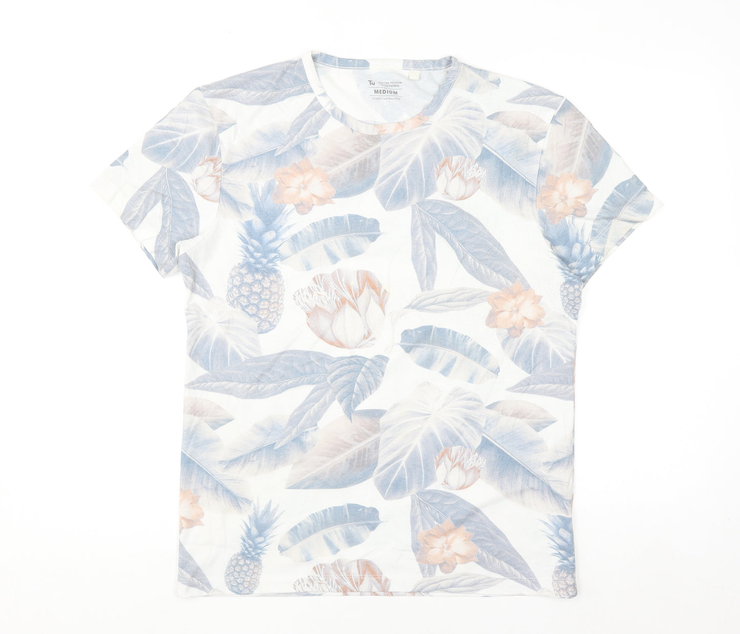 Tu Men's Multicoloured Tropical Floral Crew Neck T-Shirt Size M