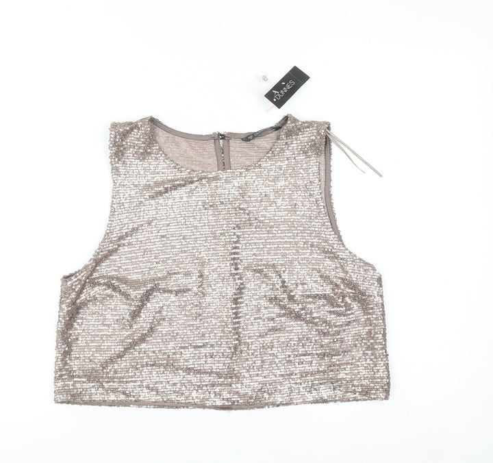 Dunnes Women’s Mocha Sequin Cropped Sleeveless Tank Top Size 12