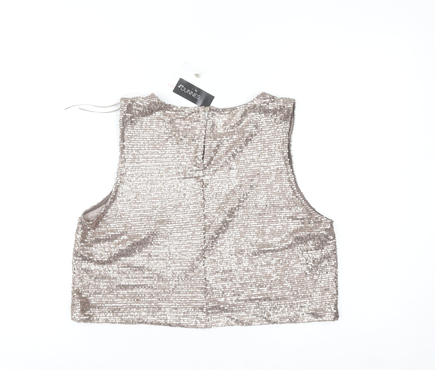 Dunnes Women’s Mocha Sequin Cropped Sleeveless Tank Top Size 12