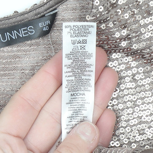 Dunnes Women’s Mocha Sequin Cropped Sleeveless Tank Top Size 12