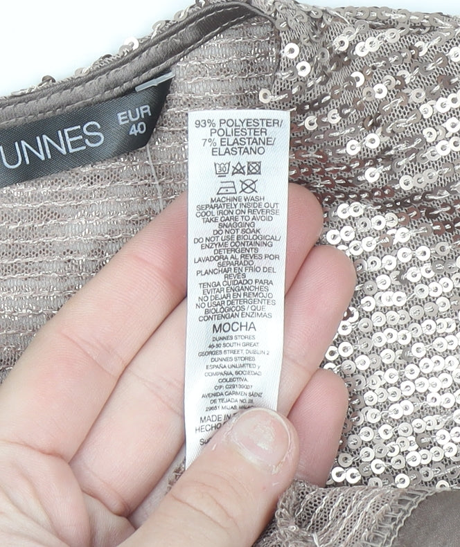Dunnes Women’s Mocha Sequin Cropped Sleeveless Tank Top Size 12