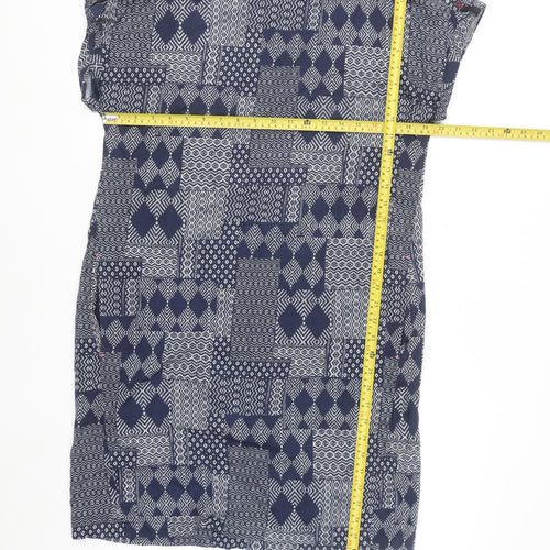 Cecil Women Blue Geometric Shift Dress Size M Viscose