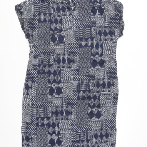 Cecil Women Blue Geometric Shift Dress Size M Viscose
