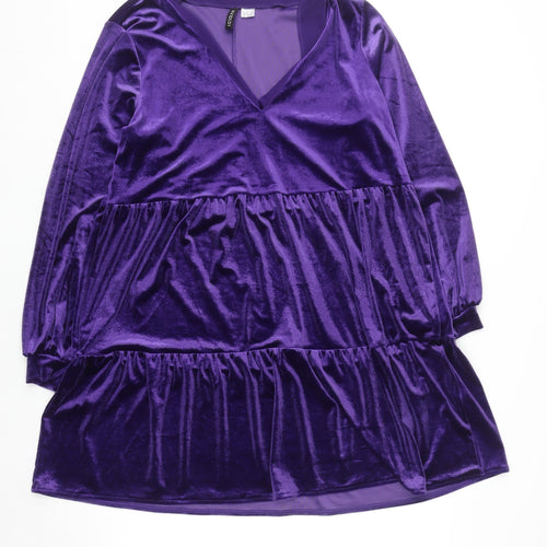H&M Divided Women's Purple Velvet Swing Dress M