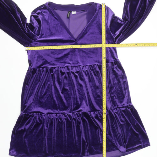 H&M Divided Women's Purple Velvet Swing Dress M