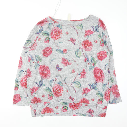 Stella Women's Grey Floral Pullover Jumper Size 14