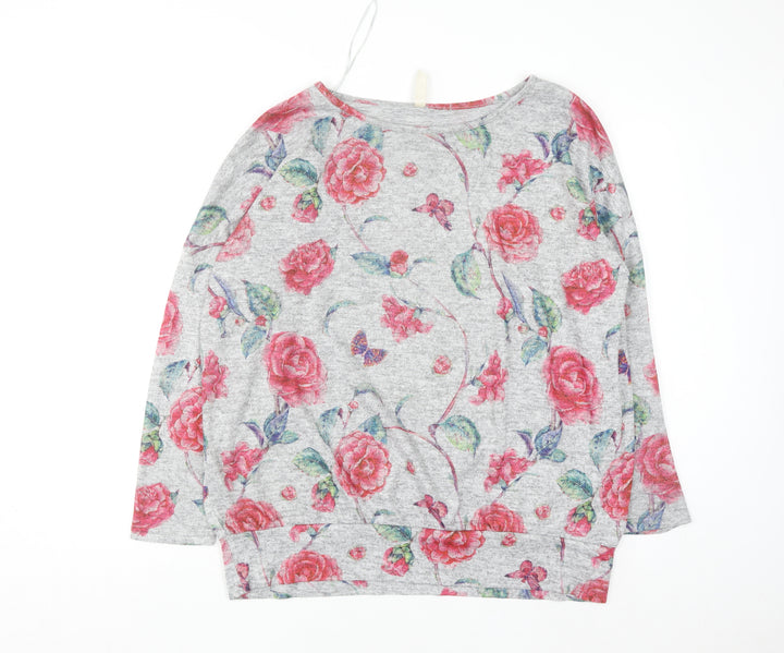 Stella Women's Grey Floral Pullover Jumper Size 14