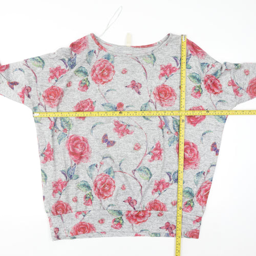 Stella Women's Grey Floral Pullover Jumper Size 14