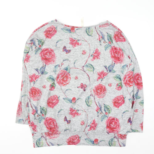 Stella Women's Grey Floral Pullover Jumper Size 14