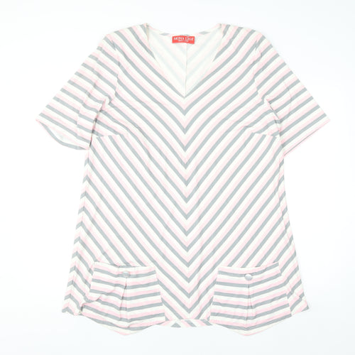 Mona Lisa Women’s Multicoloured V-Neck Striped Tunic Blouse Size 20