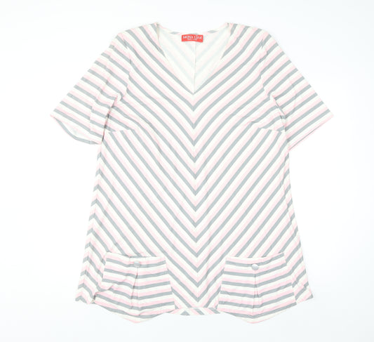 Mona Lisa Women’s Multicoloured V-Neck Striped Tunic Blouse Size 20