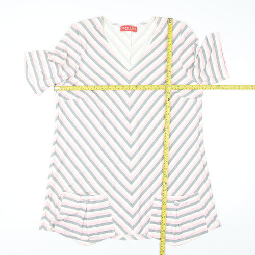 Mona Lisa Women’s Multicoloured V-Neck Striped Tunic Blouse Size 20