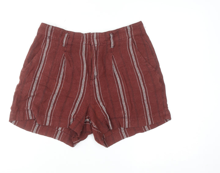 Sanctuary Brown Striped Linen Rayon Chino Shorts Size 27 Unisex