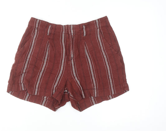 Sanctuary Brown Striped Linen Rayon Chino Shorts Size 27 Unisex