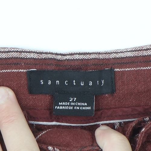 Sanctuary Brown Striped Linen Rayon Chino Shorts Size 27 Unisex