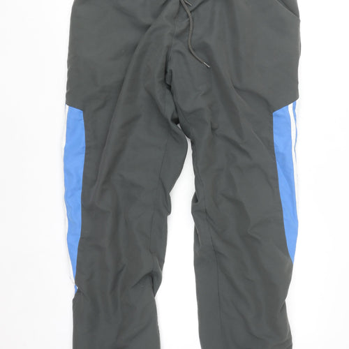 Adidas Men's Black 2XL Track Pants with Blue Side Stripes