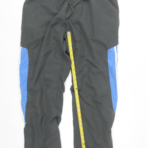 Adidas Men's Black 2XL Track Pants with Blue Side Stripes