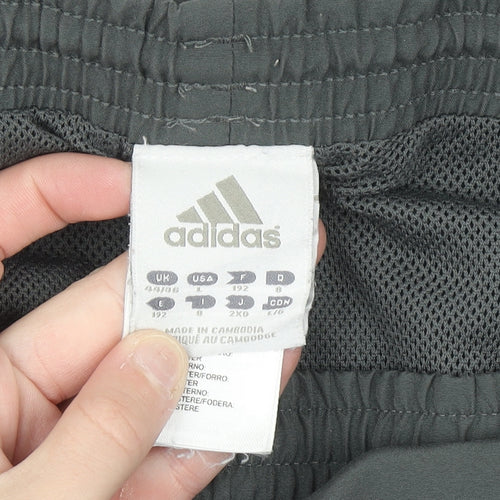 Adidas Men's Black 2XL Track Pants with Blue Side Stripes