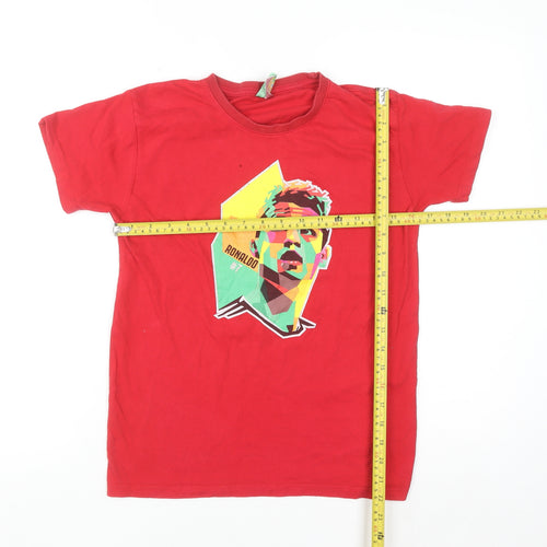 Força Portugal Boys Red Ronaldo Graphic T-Shirt 12-14 Years Cotton Casual