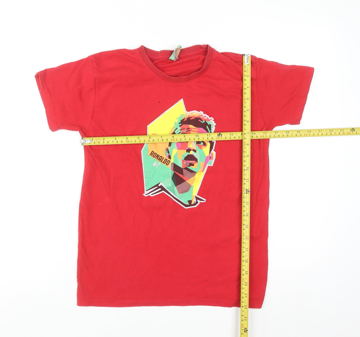 Força Portugal Boys Red Ronaldo Graphic T-Shirt 12-14 Years Cotton Casual