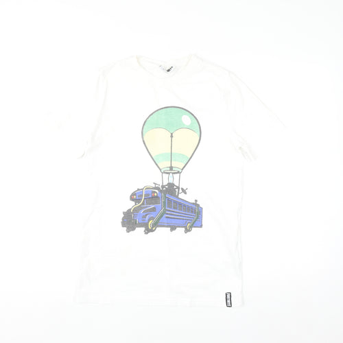 Fortnite Boys White 8-9 Years Graphic T-Shirt with Balloon Bus Design