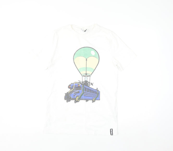 Fortnite Boys White 8-9 Years Graphic T-Shirt with Balloon Bus Design