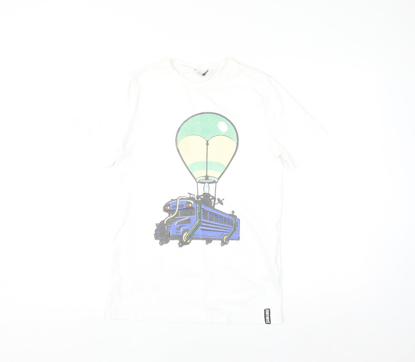 Fortnite Boys White 8-9 Years Graphic T-Shirt with Balloon Bus Design