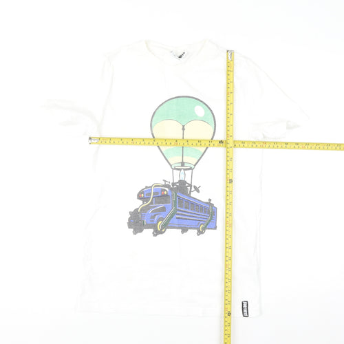 Fortnite Boys White 8-9 Years Graphic T-Shirt with Balloon Bus Design