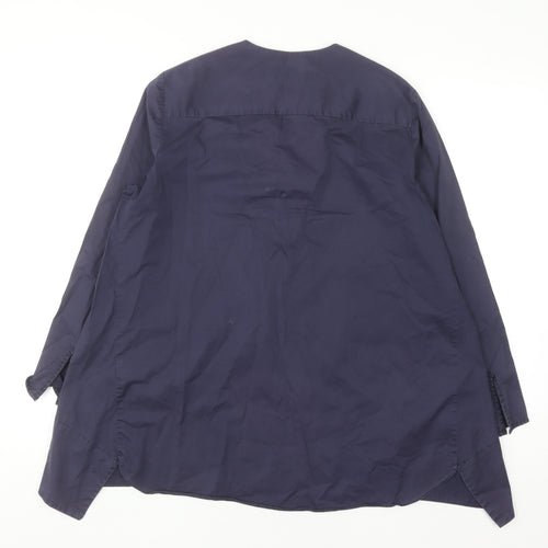 Zara Women Blue Lace Up Cotton Tunic Blouse Size 12