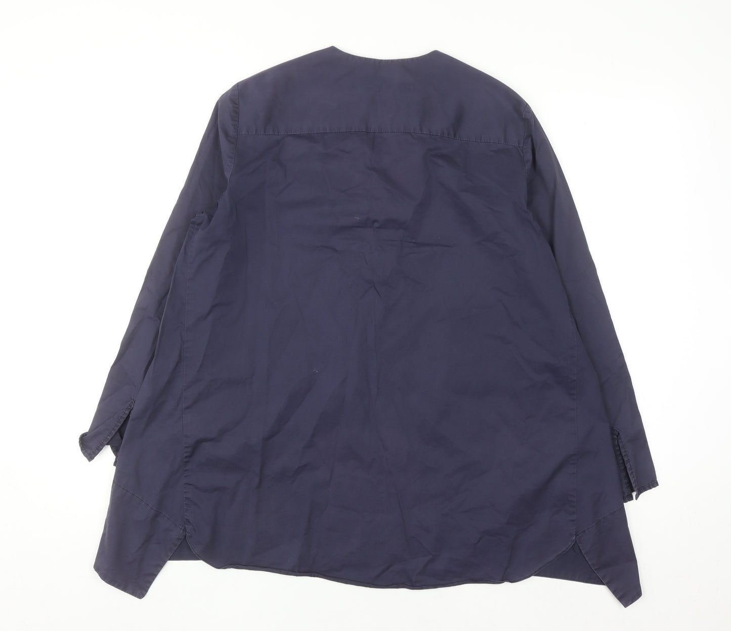 Zara Women Blue Lace Up Cotton Tunic Blouse Size 12