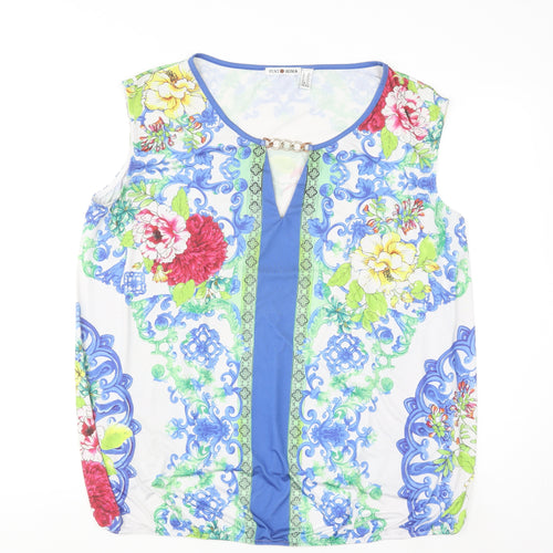Punt Roma Womens Multicoloured Floral Sleeveless Tunic Blouse XL