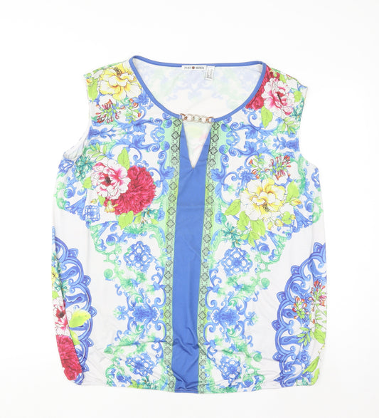 Punt Roma Womens Multicoloured Floral Sleeveless Tunic Blouse XL