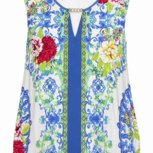 Punt Roma Womens Multicoloured Floral Sleeveless Tunic Blouse XL