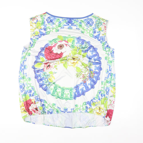 Punt Roma Womens Multicoloured Floral Sleeveless Tunic Blouse XL