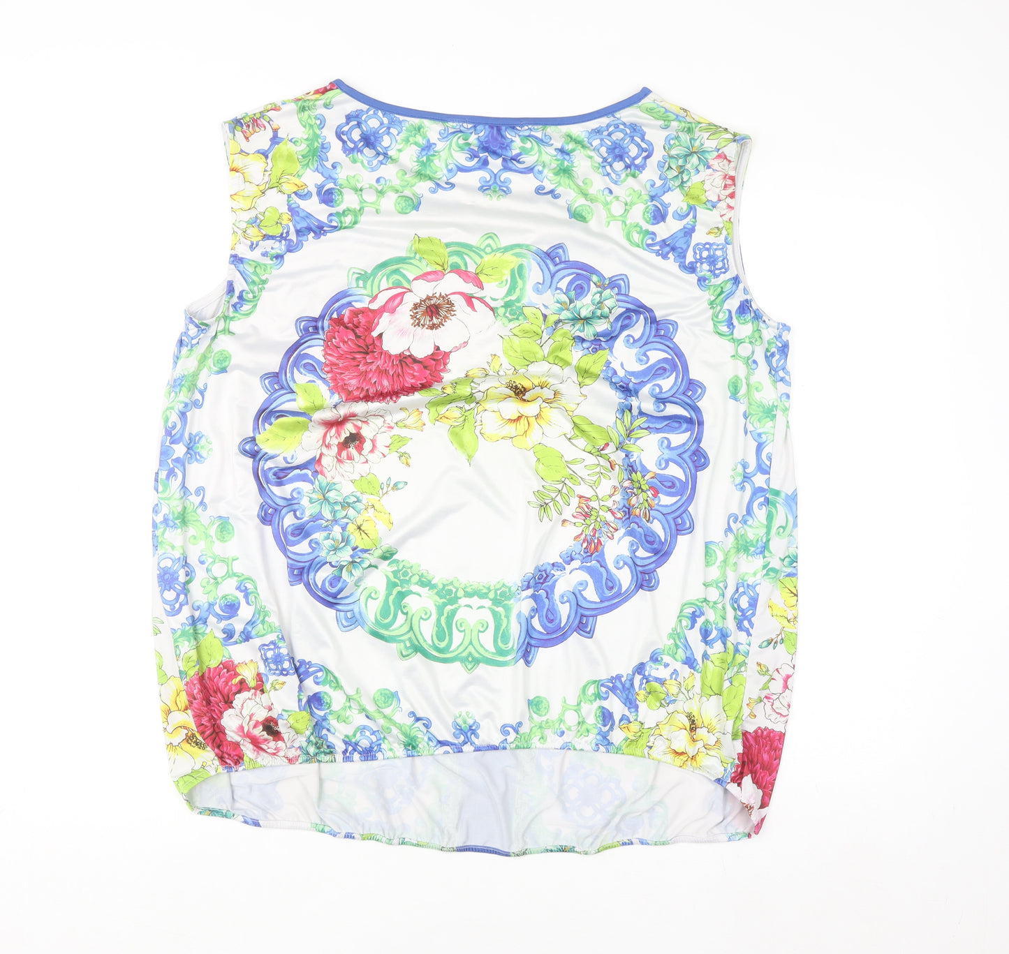 Punt Roma Womens Multicoloured Floral Sleeveless Tunic Blouse XL