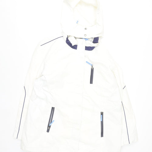 Saint James Women White Waterproof Hooded Parka Jacket Size 16