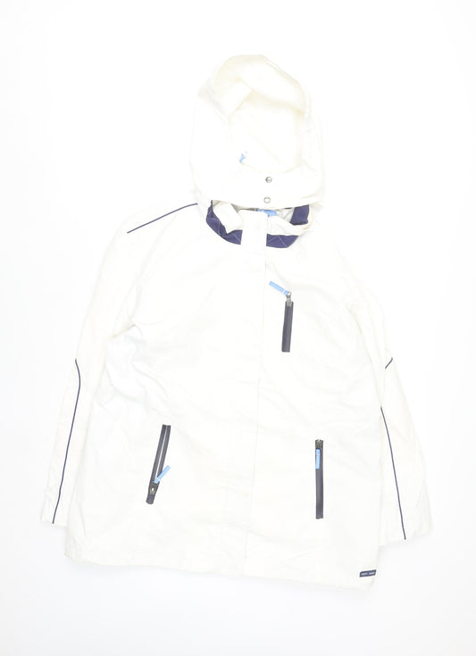 Saint James Women White Waterproof Hooded Parka Jacket Size 16