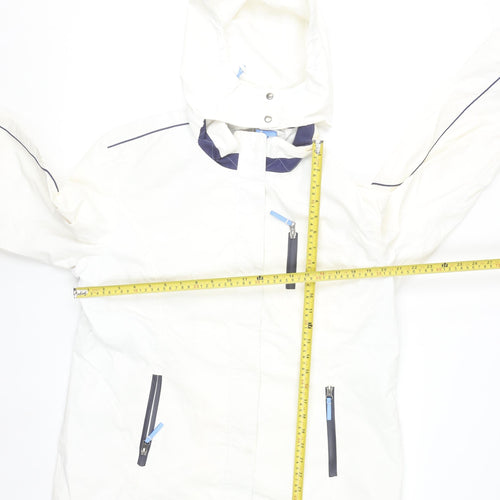 Saint James Women White Waterproof Hooded Parka Jacket Size 16