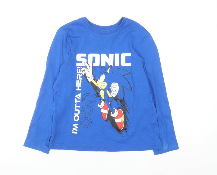 Sonic The Hedgehog Boys Blue Long Sleeve Graphic T-Shirt 6-7 Years