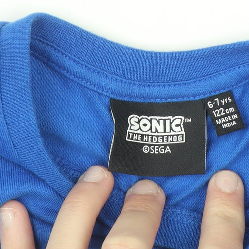 Sonic The Hedgehog Boys Blue Long Sleeve Graphic T-Shirt 6-7 Years