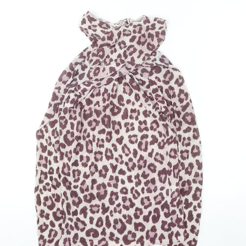 Zara Women’s Multicoloured Animal Print High Neck Blouse Size 8